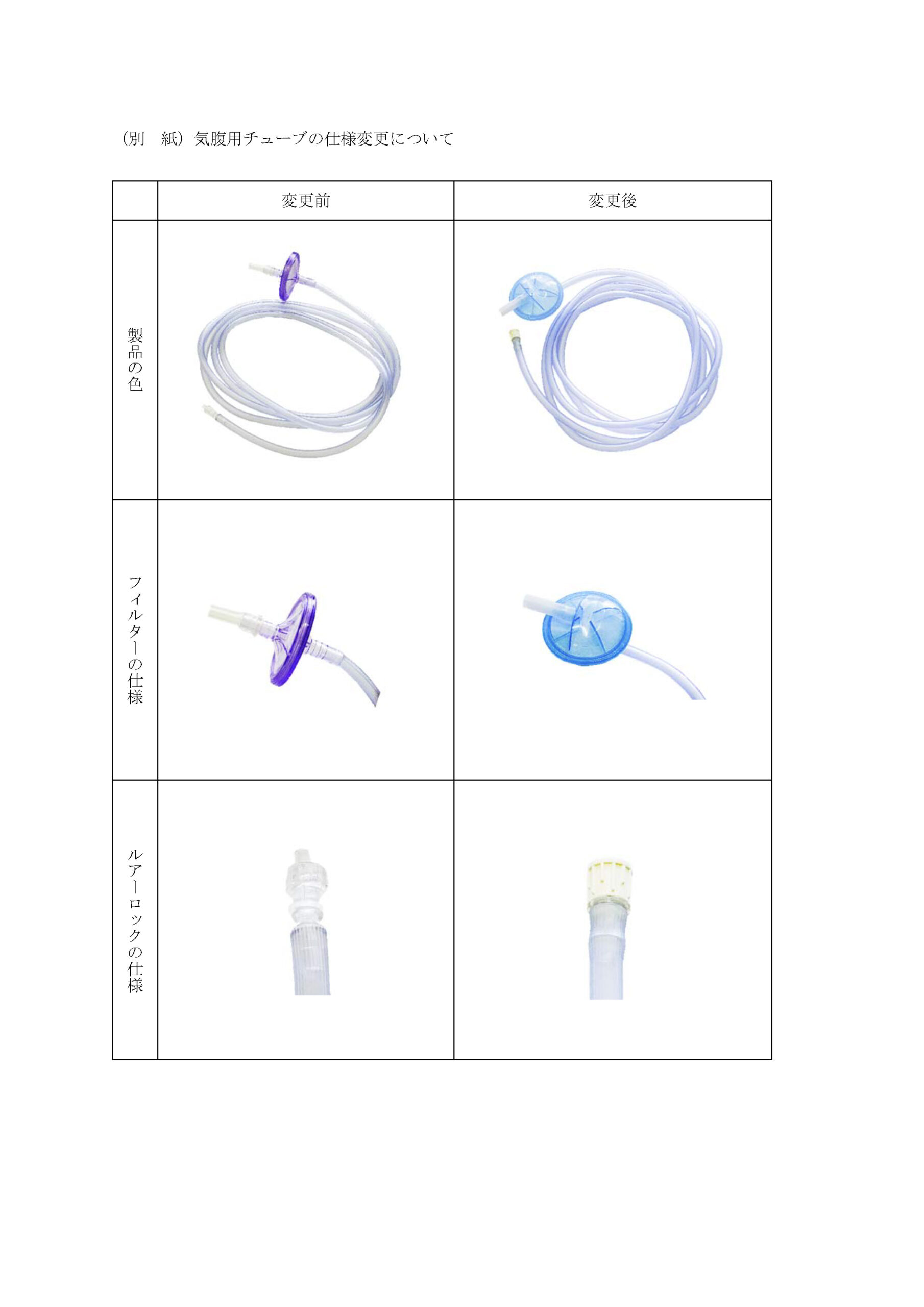 気腹用チューブ 仕様変更のお知らせ | 医療器械の開発・製造 